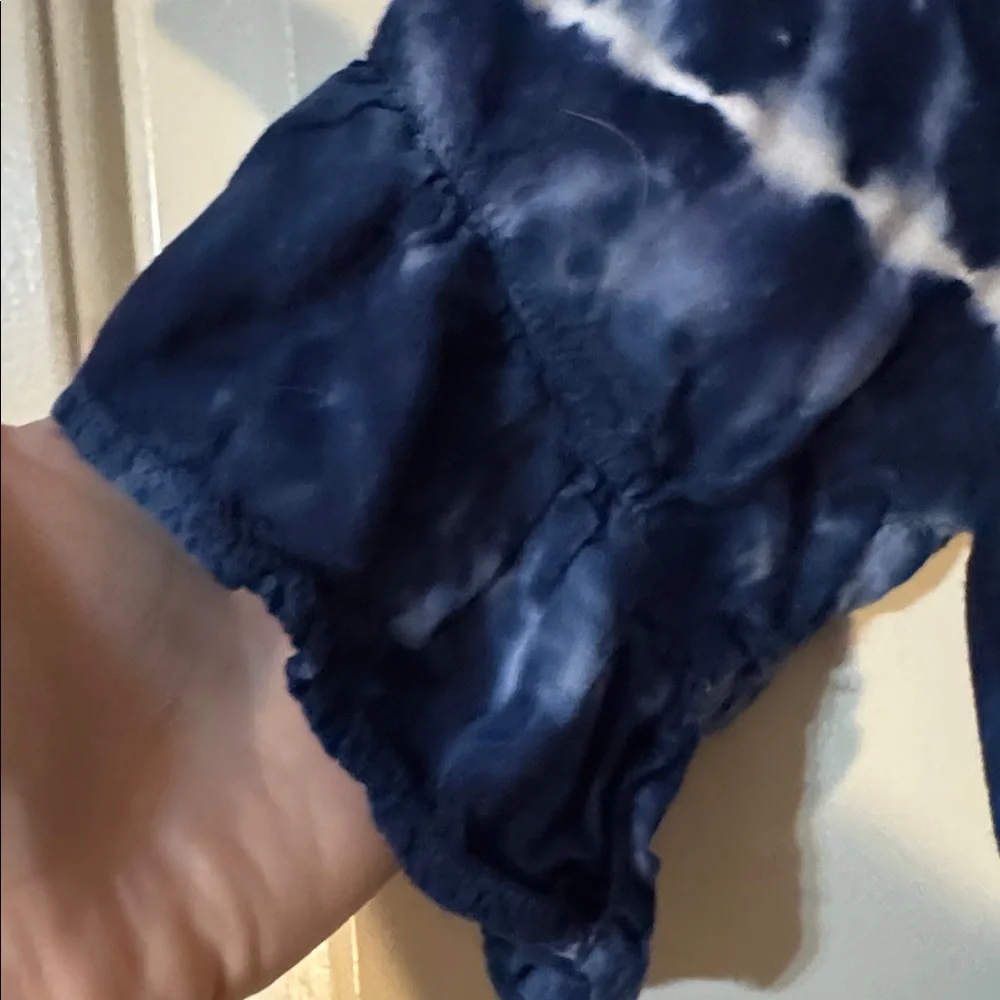 Justice Kids Girls Navy Blue Tie-Dye Lace-Up Tunic Romper Jumpsuit 12